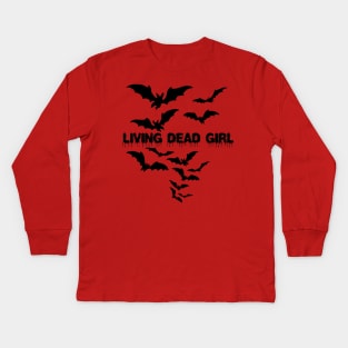 Living Dead Girl Gothic Vampire Twilight Grunge Punk Post Bats Wings Kids Long Sleeve T-Shirt